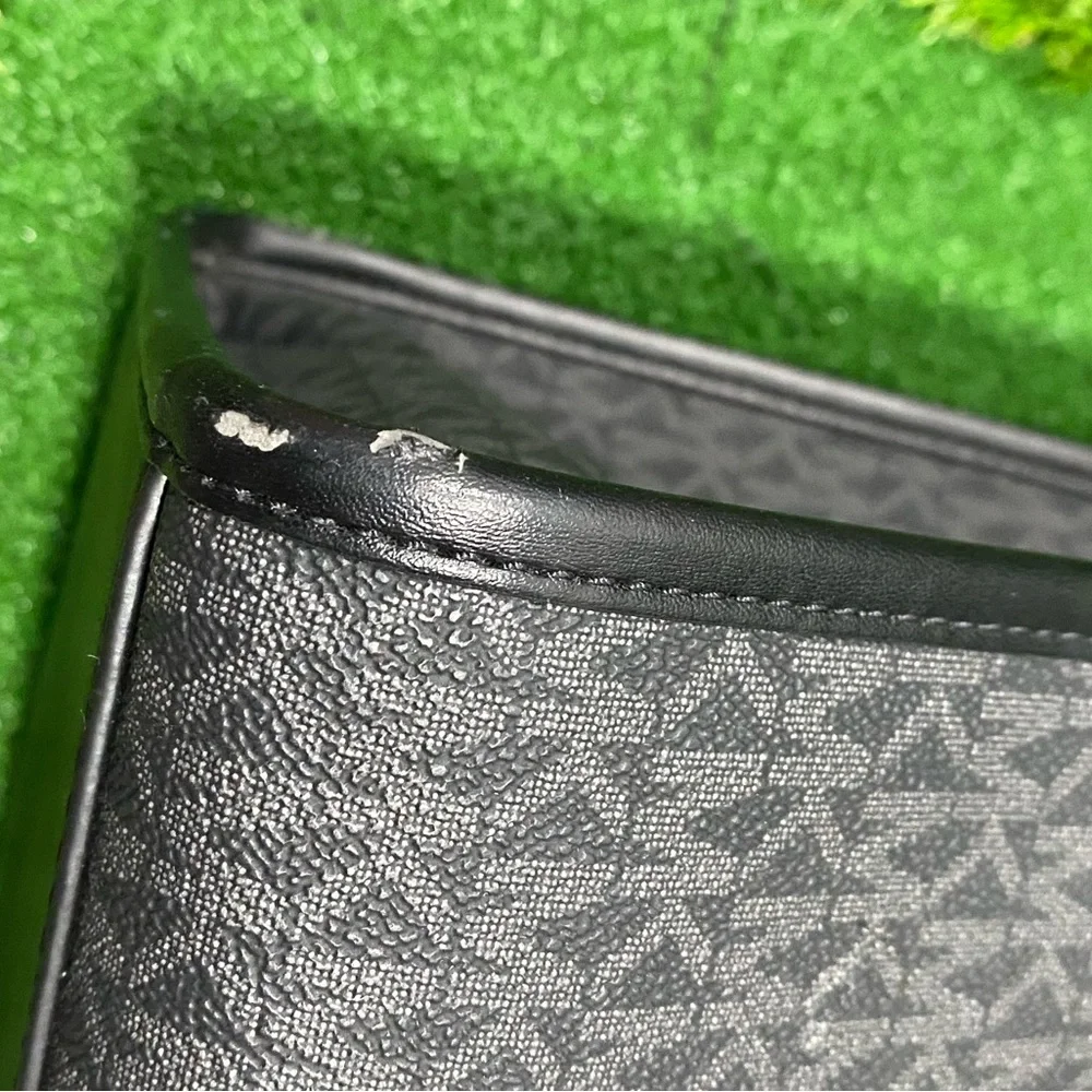 Michael Kors Black Signature Tote Bag With Wallet 13”x15”x7”